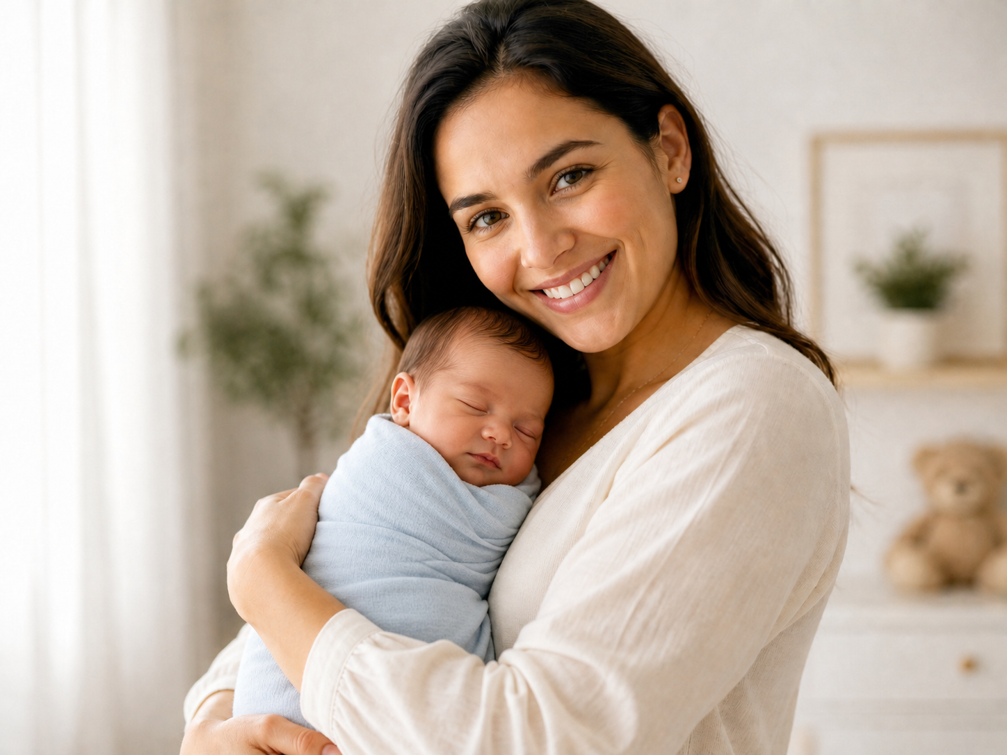 Mother with her baby boy after the circumcision
